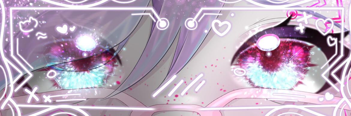 Close-up of colorful, shimmering eyes with decorative elements.